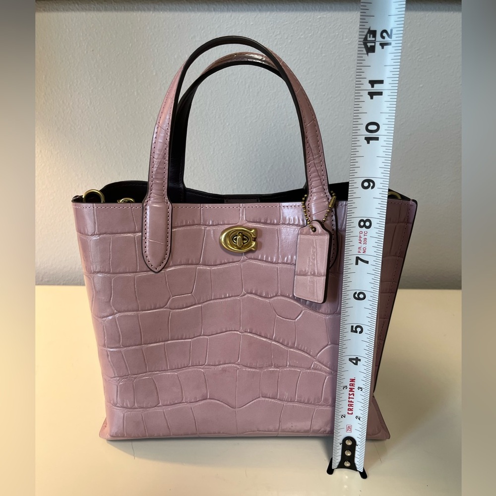 Coach Willow Tote Ice Purple crocodile embossed leather crossbody purse ￼ - Picture 15 of 16